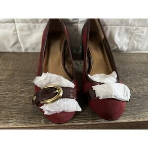 Anne Klein iflex Akradka Suede and Leather Red Pumps with Buckle Women's size 6M